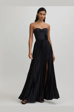 AMUR Satin Pleated Maxi Dress, , 8