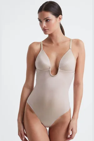 Spanx Plunge Low-back Neck Thong Bodysuit, , L