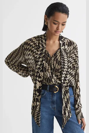 Reiss Cedar Blouse Printed, Black & white Size: 4
