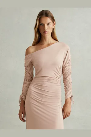 Reiss Petite One-shoulder Ruched-jersey Midi Dress, 6
