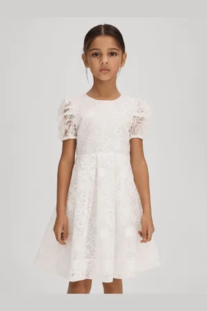Reiss Emelie Puff Sleeve Dress Floral Lace, Size: 7