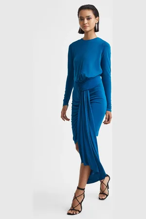 Reiss Isadora Teal Embellished Chain Bodycon Mini Dress, 4