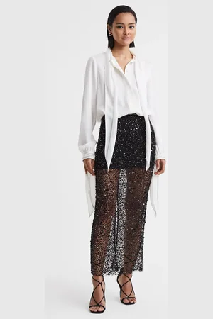Anna Quan Embellished Netted Midi Skirt, , 6