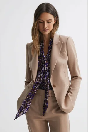 Reiss Animal Print Necktie Blouse, 6