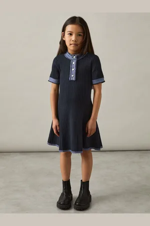 Reiss 4-9 yrs Contrast-trim Rib-knit Dress, 56Y