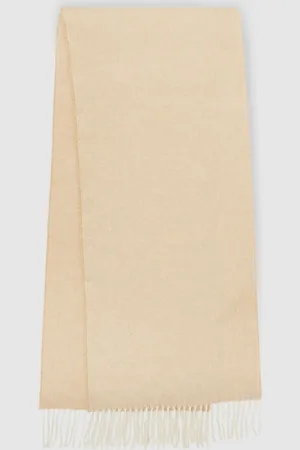 Reiss Oatmeal & white Wool-blend Herringbone Scarf