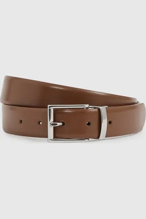 Reiss Tan & dark Brown Leather Reversible Belt, 28