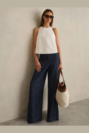 Reiss Linen-cotton Wide-leg Trousers, 4R