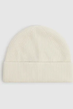 Reiss Merino Wool Ribbed Beanie Hat