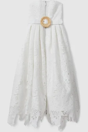 LEO LIN Leo Strapless Lace Belted Midi Dress, , 6