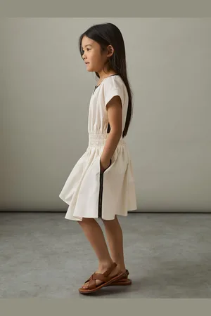 Reiss 9-13 yrs Cotton Cap-sleeve Ruched Dress, Q04
