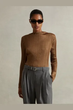Reiss High Neck Plisse Top, 12