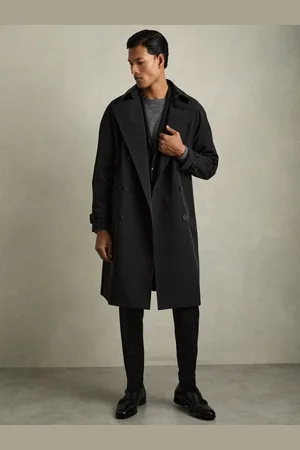 Reiss Double Breasted Long Trench Coat, S
