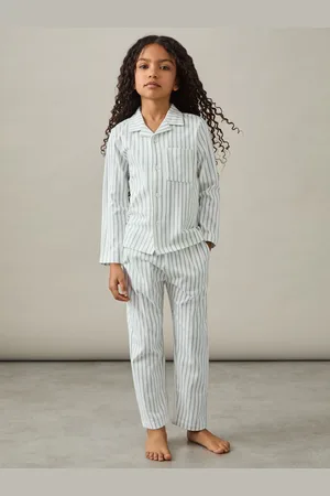 Reiss Sage Green & white Stripe Cohen 9-13 yrs Brushed-cotton Striped Pyjama, Q04