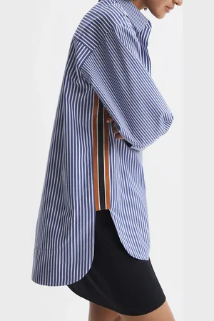 Reiss Danica Shirt Side Striped, Blue & white Size: 4