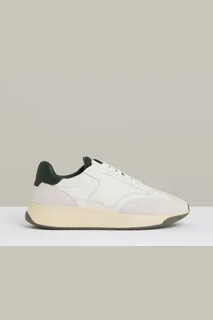 Reiss Off White & green Leather Suede Running Trainers, E41