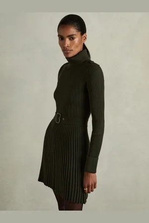 Reiss Roll-neck Ribbed Mini Dress, XS