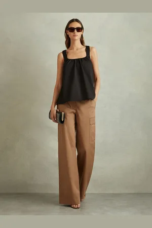 Reiss Corey Top Cotton Ruched, Size: 4