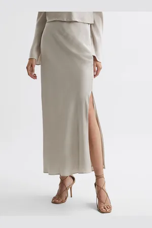 Reiss Metallic Fitted High Rise Midi Skirt, 14