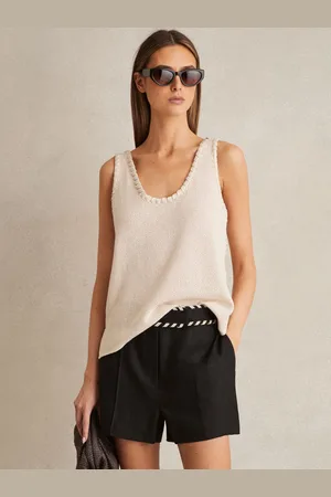 Reiss Linen Whipstitch Shorts, 4R