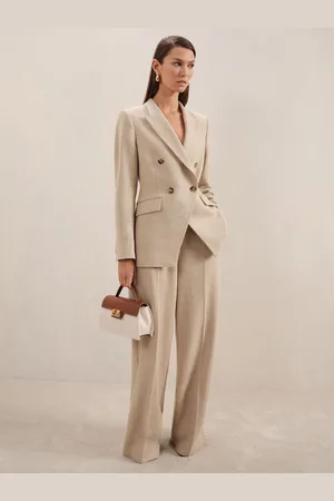 Reiss Petite Linen-blend Double-breasted Suit Jacket, 4