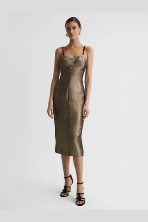 Reiss Metallic Bodycon Midi Dress, 4