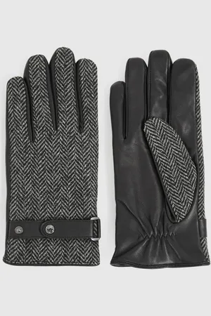 Reiss Vaughn Gloves Sheepskin Herringbone, Size: S