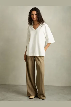Reiss Stretch-cotton Oversized V-neck T-shirt, S