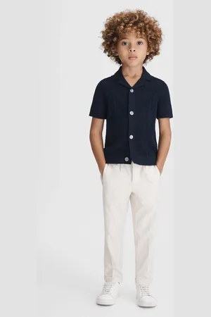 Reiss 3-9 yrs Cable Knit Cuban Collar Shirt, 5