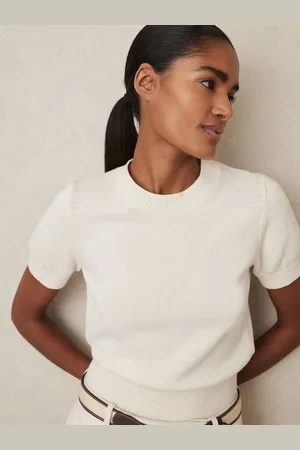 Reiss Cotton And Wool Crew-neck Top, XS