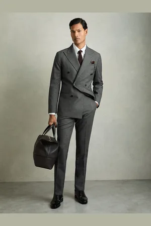 Reiss Slim-fit Sharkskin Suit Trousers Wool-blend, 28