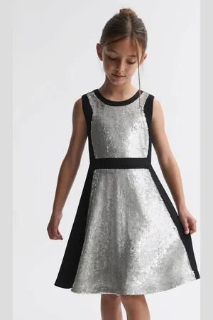 Reiss Libra Dress Sequin, Black & silver Size: 9-14Yrs