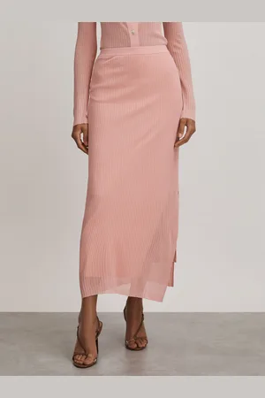 Anna Quan Sheer Ribbed Knitted Midi Skirt, , 6