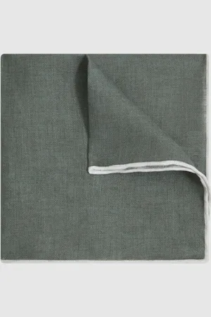 Reiss Linen Contrast Trim Pocket Square, One Size