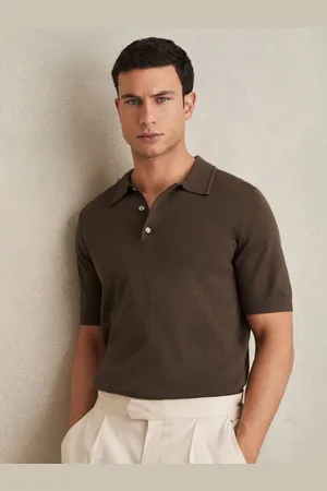 Reiss Merino Wool Short-sleeve Polo Shirt, M