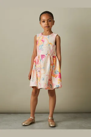 Reiss Trinny Scuba Dress Printed, Pink & yellow Size: 9-13Yrs