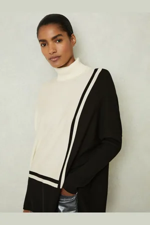 Reiss Sophia Jumper Colour Block, Cream & black Size: XS