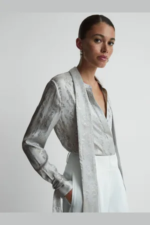 Reiss Palma Blouse Silk Foil Print, Size: 6
