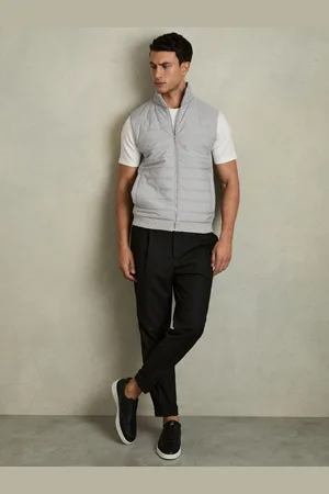Reiss Hybrid Quilt and Knit Zip-through Gilet, XS