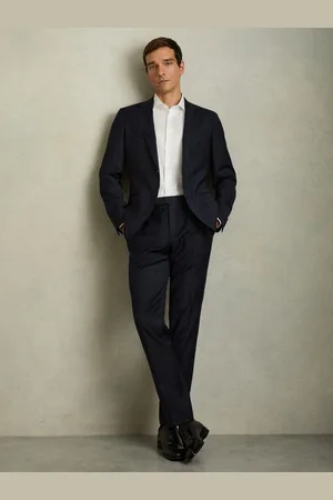 Reiss Slim-fit Wool-blend Textured Tailored Trousers, 28