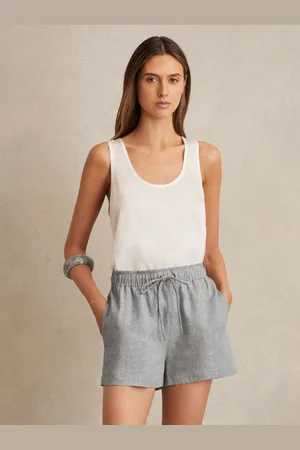 Reiss Linen Blend Drawstring Shorts, 4