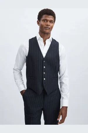 Oscar Jacobson Carlo Waistcoat Wool Pinstripe, Size: 50