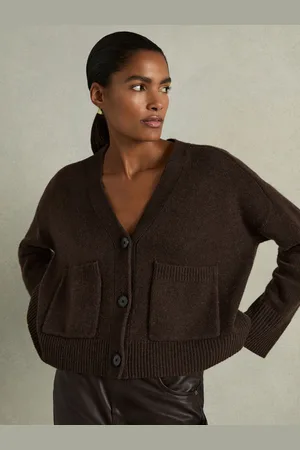 Reiss Rosie Cardigan Textile Plain, Size: S