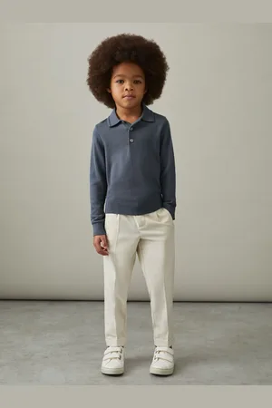 Reiss Trafford Airforce 3-9 yrs Merino Wool Polo Shirt, 4-5Yrs