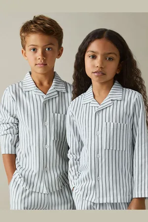 Reiss Navy & white Stripe Cohen 9-13 yrs Brushed-cotton Striped Pyjama, Q04