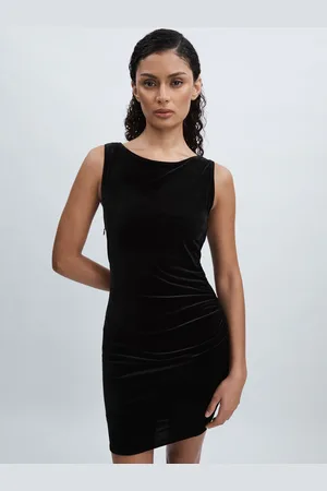GOOD AMERICAN Velvet Ruched Dress, XS