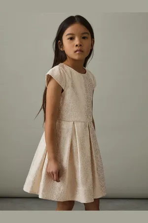 Reiss 4-9 yrs Brocade Cap-sleeve Pleated Dress, 45Y
