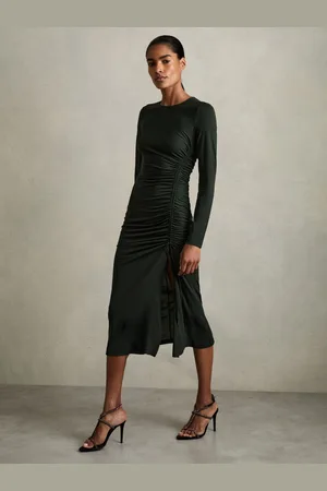 Reiss Petite Jersey Ruched Midi Dress, 6