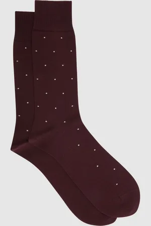 Reiss Spot - Bordeaux Mario Polka Dot Socks, S & M, Red & white
