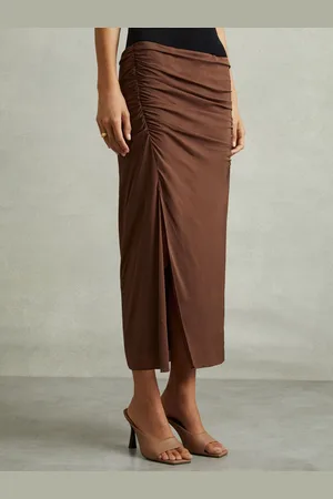 Reiss Ruched Front Split Midi Skirt, 4